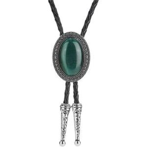New Handmade Round Shape Western Cowboy Bola Tie Green Cat Eye